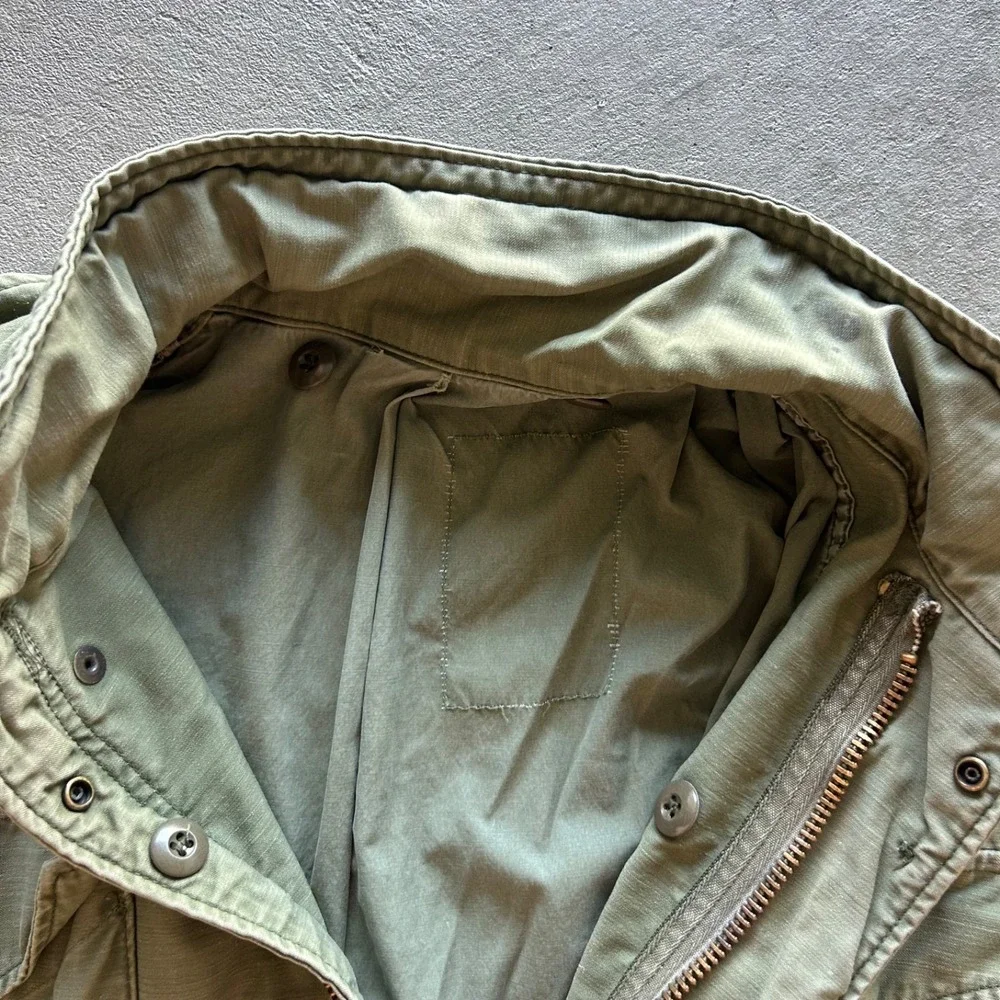 Vintage 60s US Military M65 Field Jacket Size Medium Green Army Vietnam War Drab